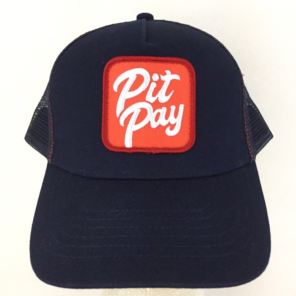 Pit Pay Pass App Patch Hat Logo Racing Nascar Mesh Snapback Trucker Baseball Cap